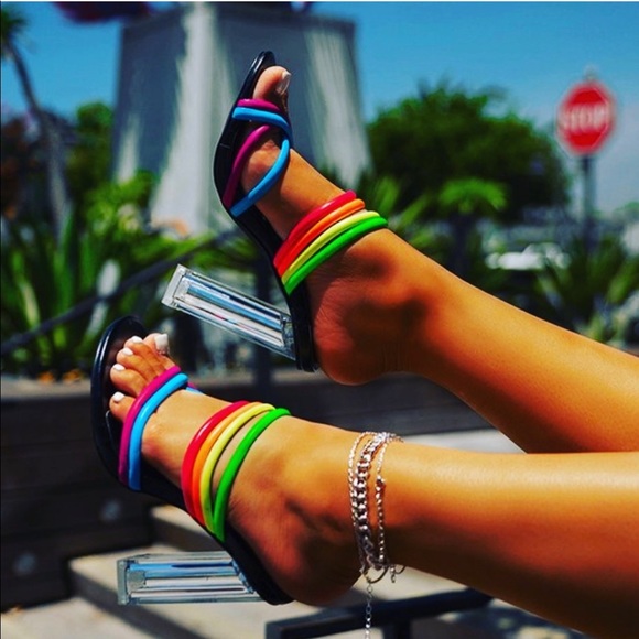 COPY - Strappy Multicolored Clear Heel - Picture 2 of 2